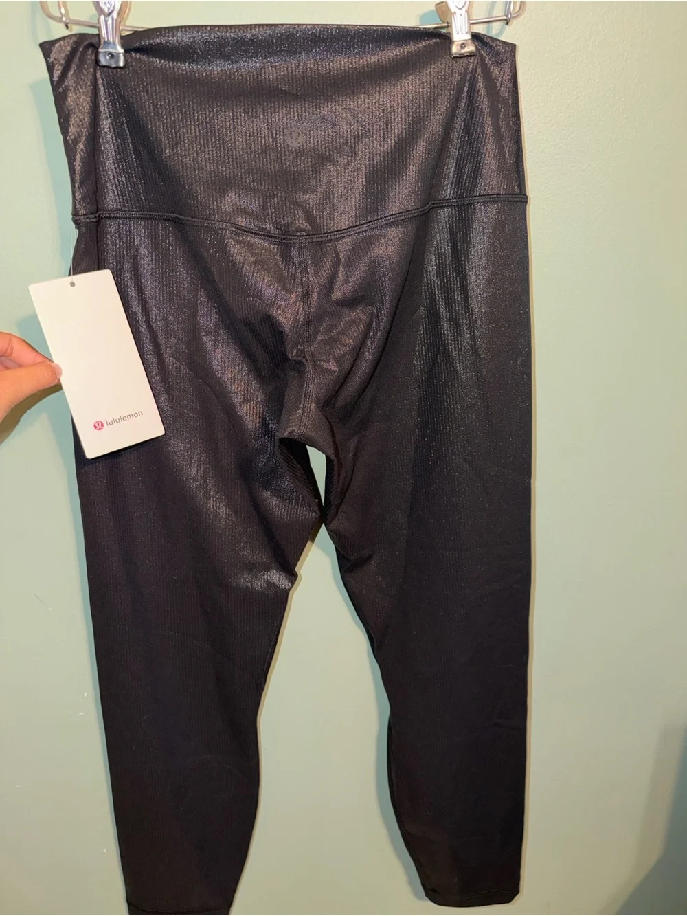 Lululemon Align High-Rise Ribbed Pant 25” Shine Radiate Foil Print Black NWT